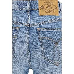 Blue Cotton Flared Jeans
