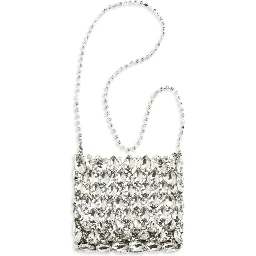 Silver Polyester Shoulder Bag