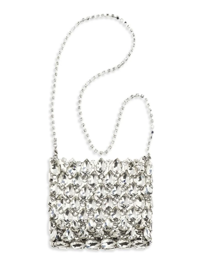 Silver Polyester Shoulder Bag