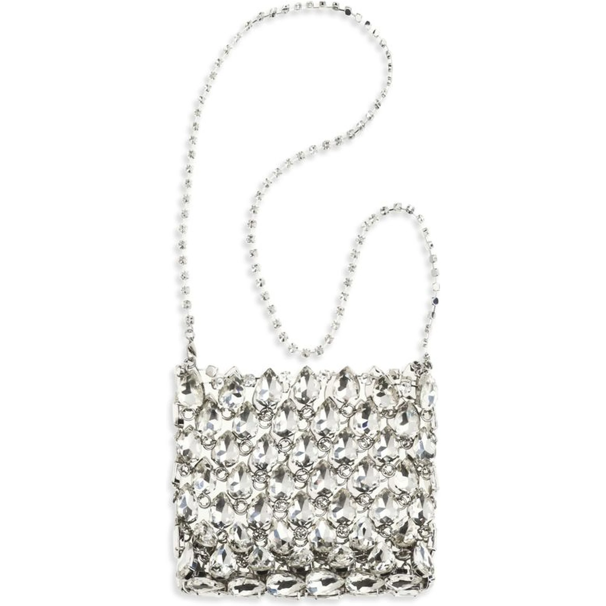 Silver Polyester Shoulder Bag