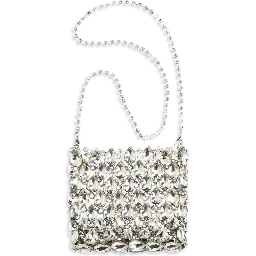 Silver Polyester Shoulder Bag