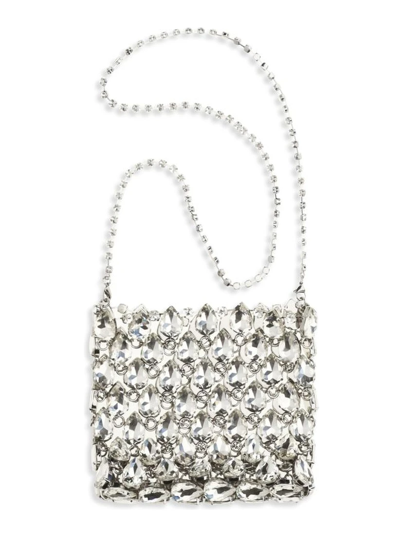 Silver Polyester Shoulder Bag