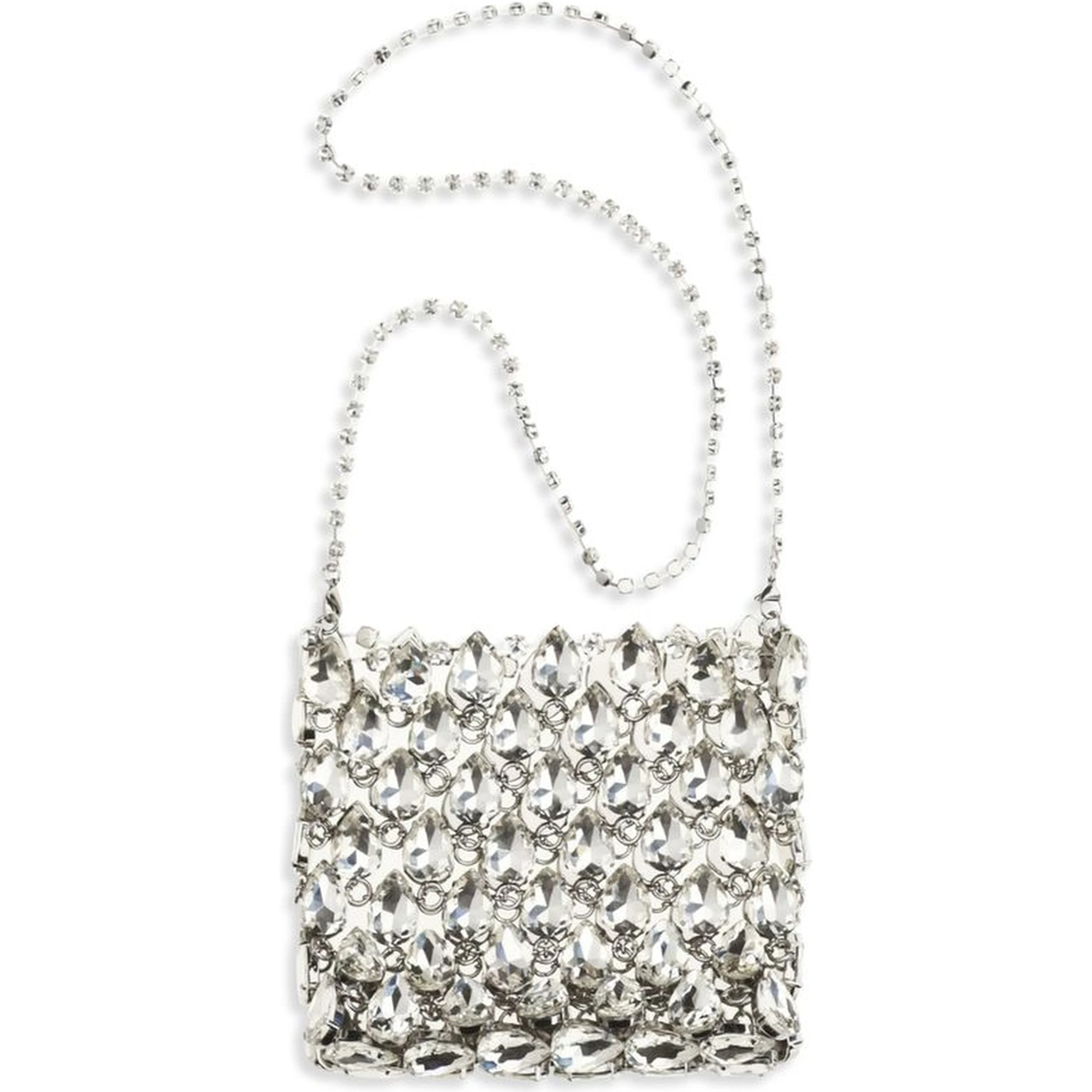 Silver Polyester Shoulder Bag