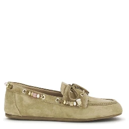 Beige Calf Leather Bos Taurus Slip-On Loafers