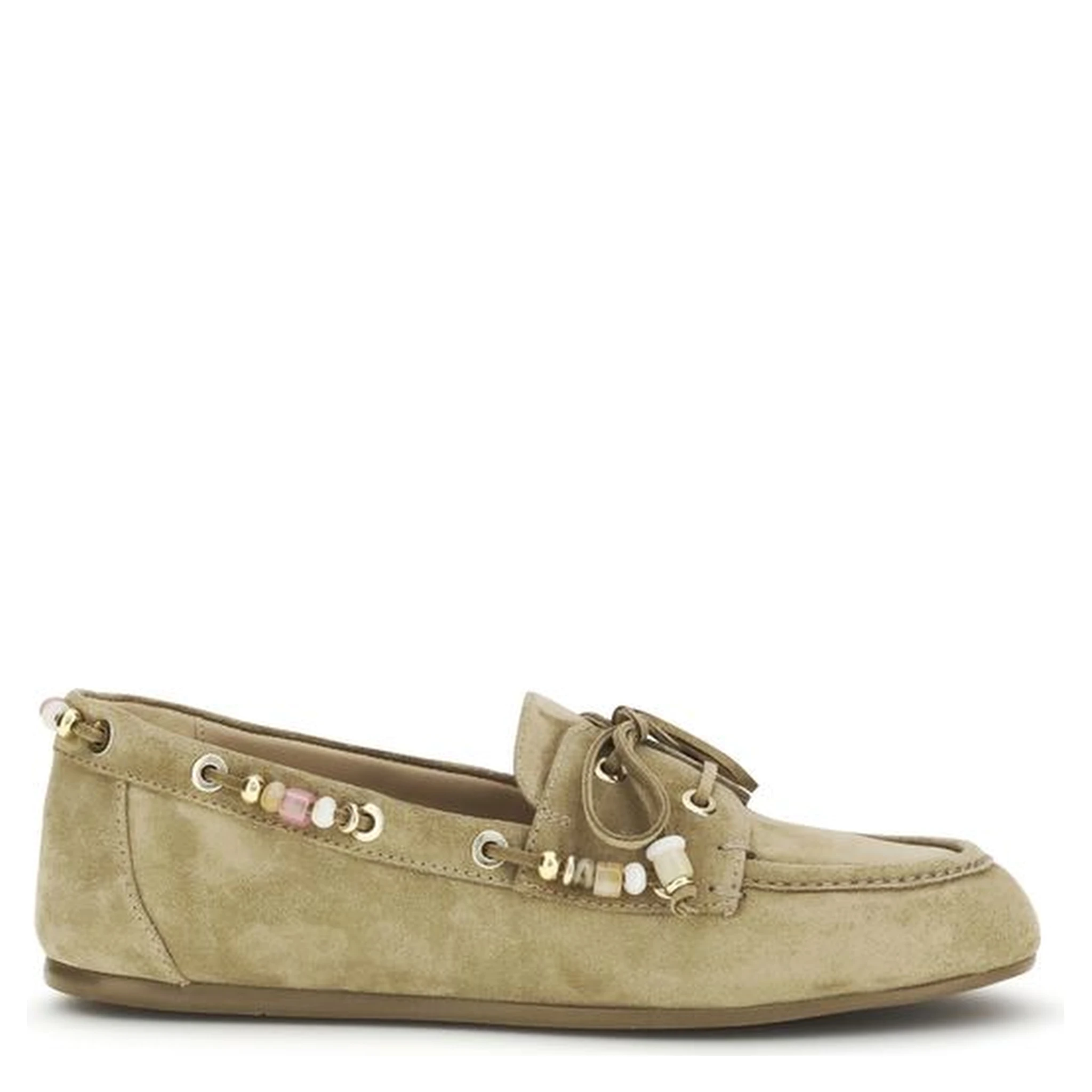 Beige Calf Leather Bos Taurus Slip-On Loafers