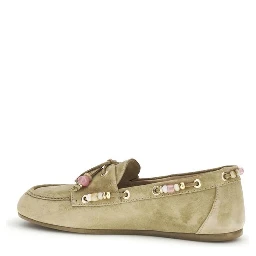 Beige Calf Leather Bos Taurus Slip-On Loafers