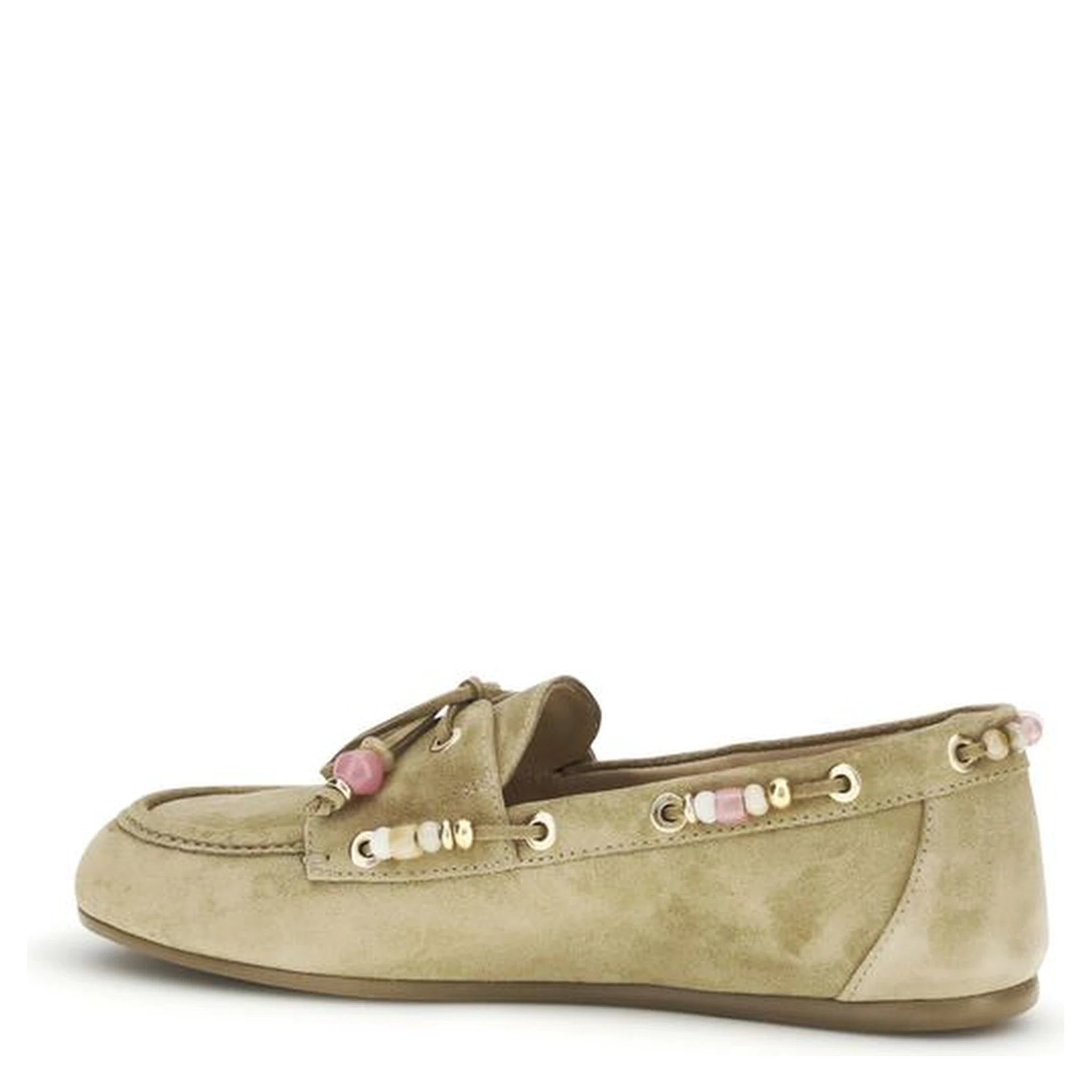 Beige Calf Leather Bos Taurus Slip-On Loafers