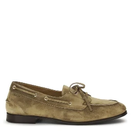 Beige Buffalo Leather Slip-On Loafers
