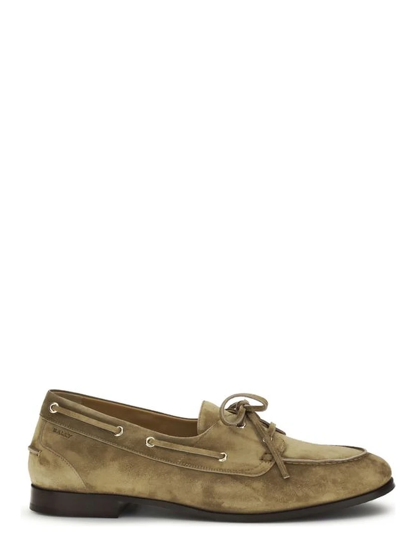 Beige Buffalo Leather Slip-On Loafers