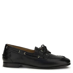 Black Buffalo Leather Slip-On Loafers