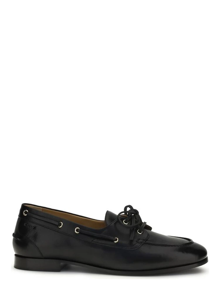 Black Buffalo Leather Slip-On Loafers
