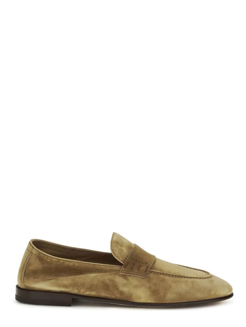 Beige Calf Leather Bos Taurus Slip-On Loafers