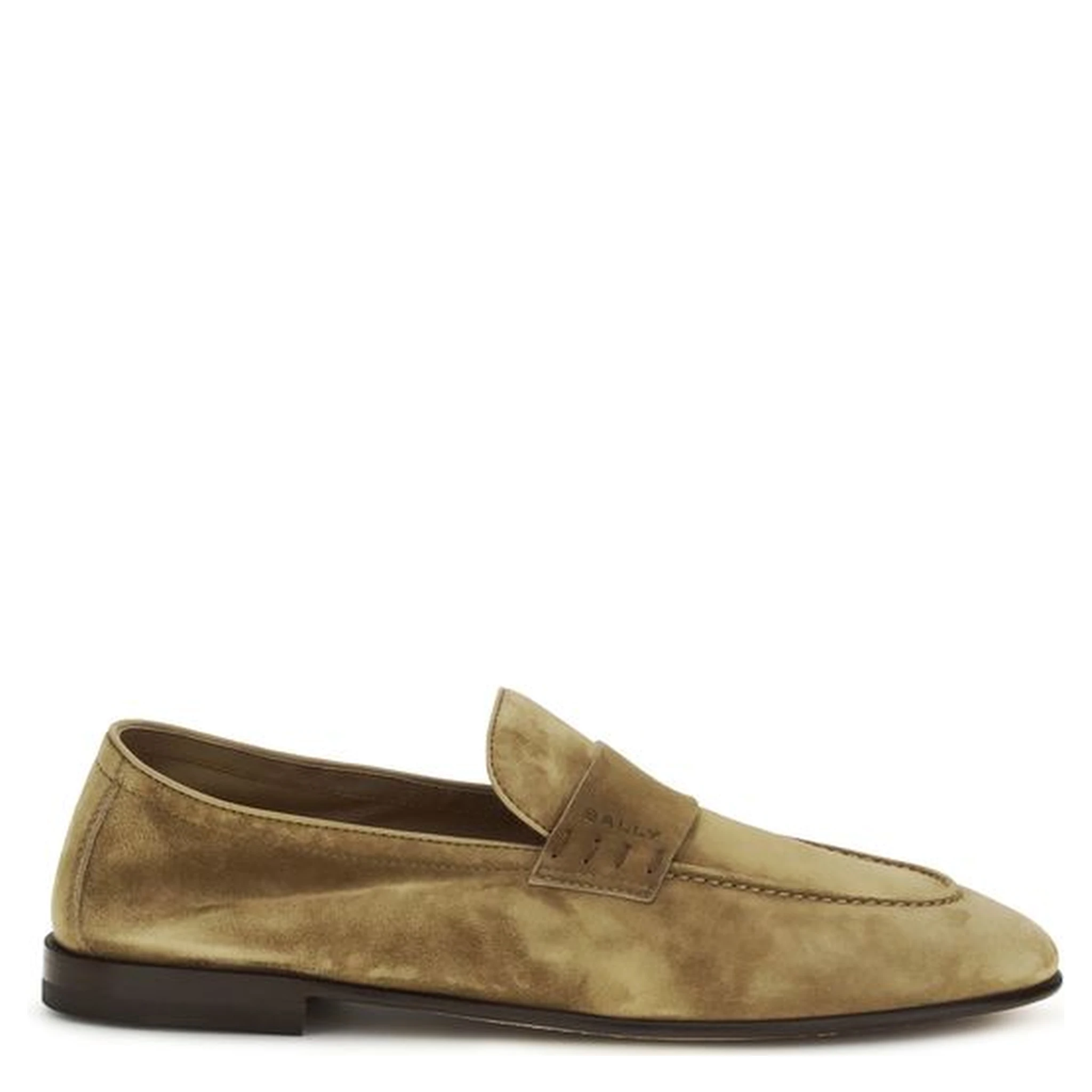 Beige Calf Leather Bos Taurus Slip-On Loafers