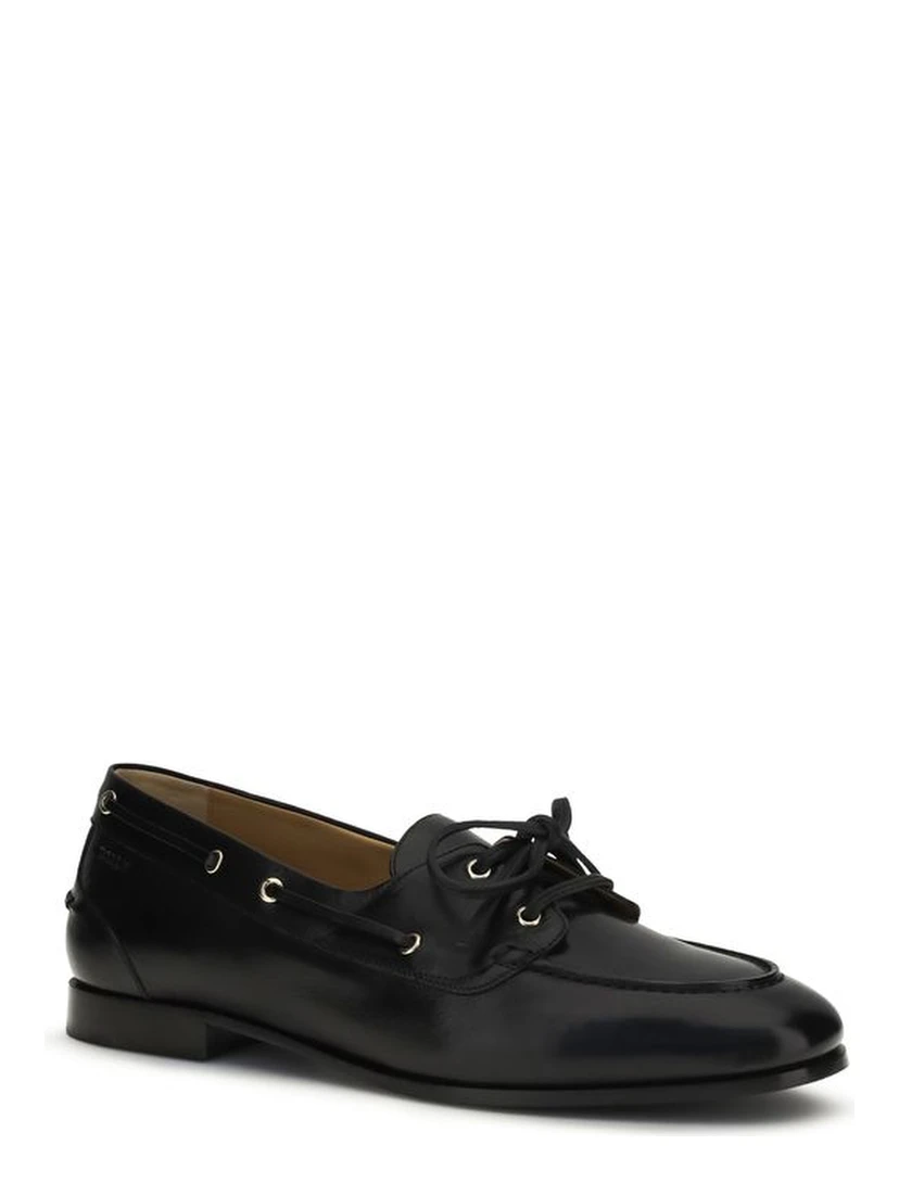Black Buffalo Leather Slip-On Loafers
