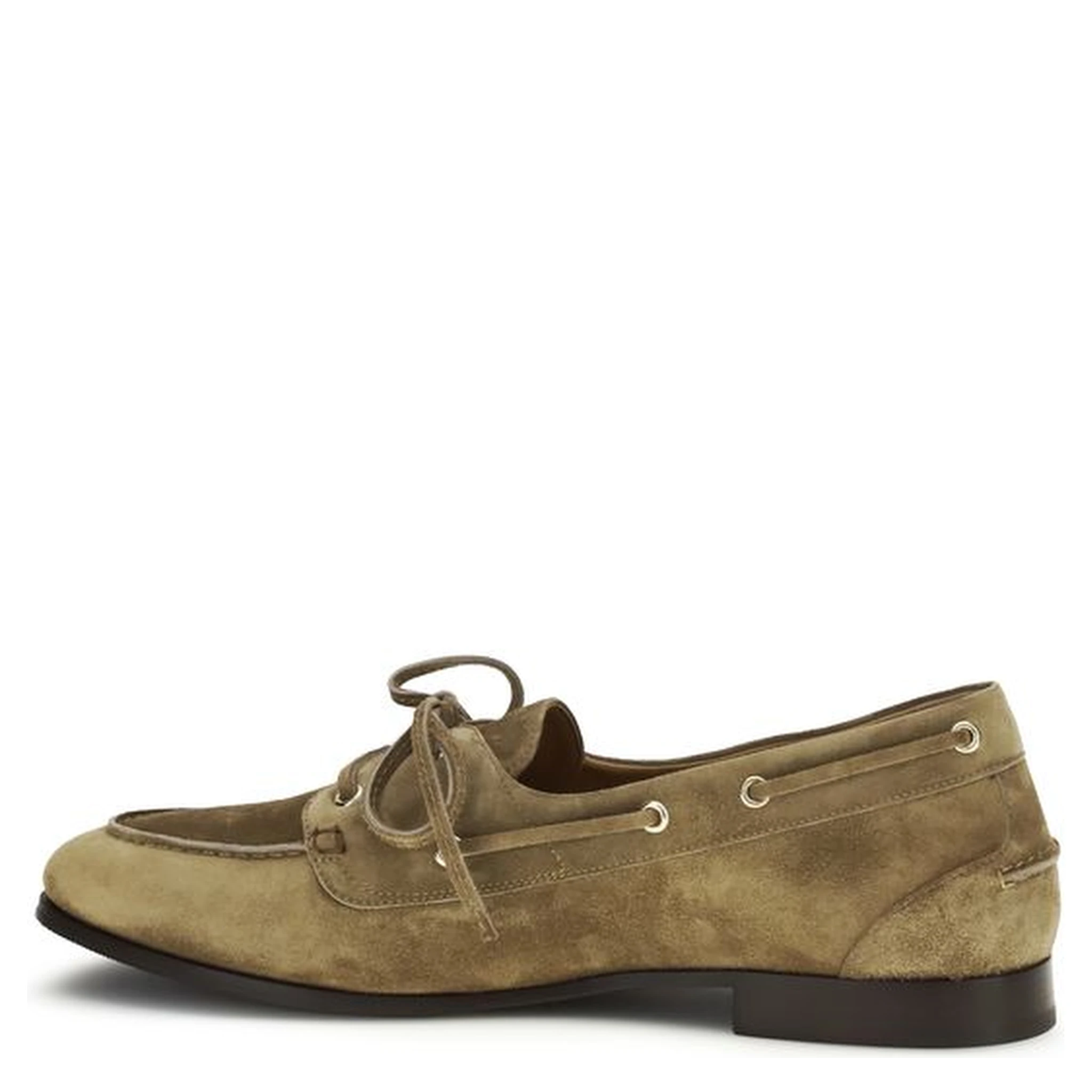 Beige Buffalo Leather Slip-On Loafers