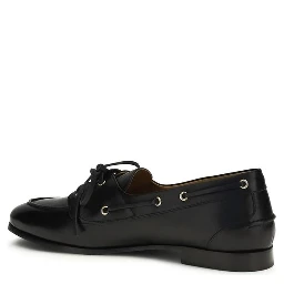 Black Buffalo Leather Slip-On Loafers
