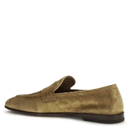 Beige Calf Leather Bos Taurus Slip-On Loafers