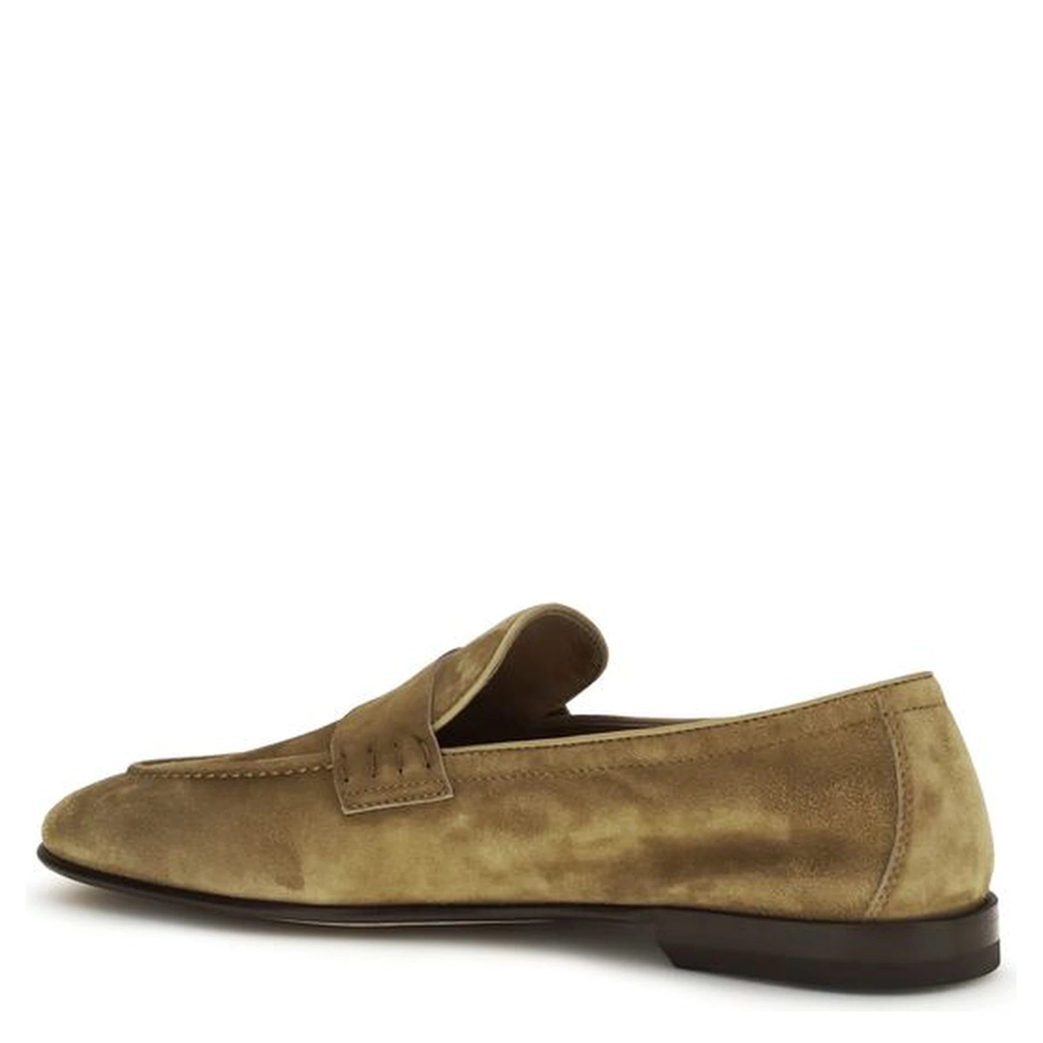 Beige Calf Leather Bos Taurus Slip-On Loafers