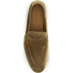 Beige Calf Leather Bos Taurus Slip-On Loafers