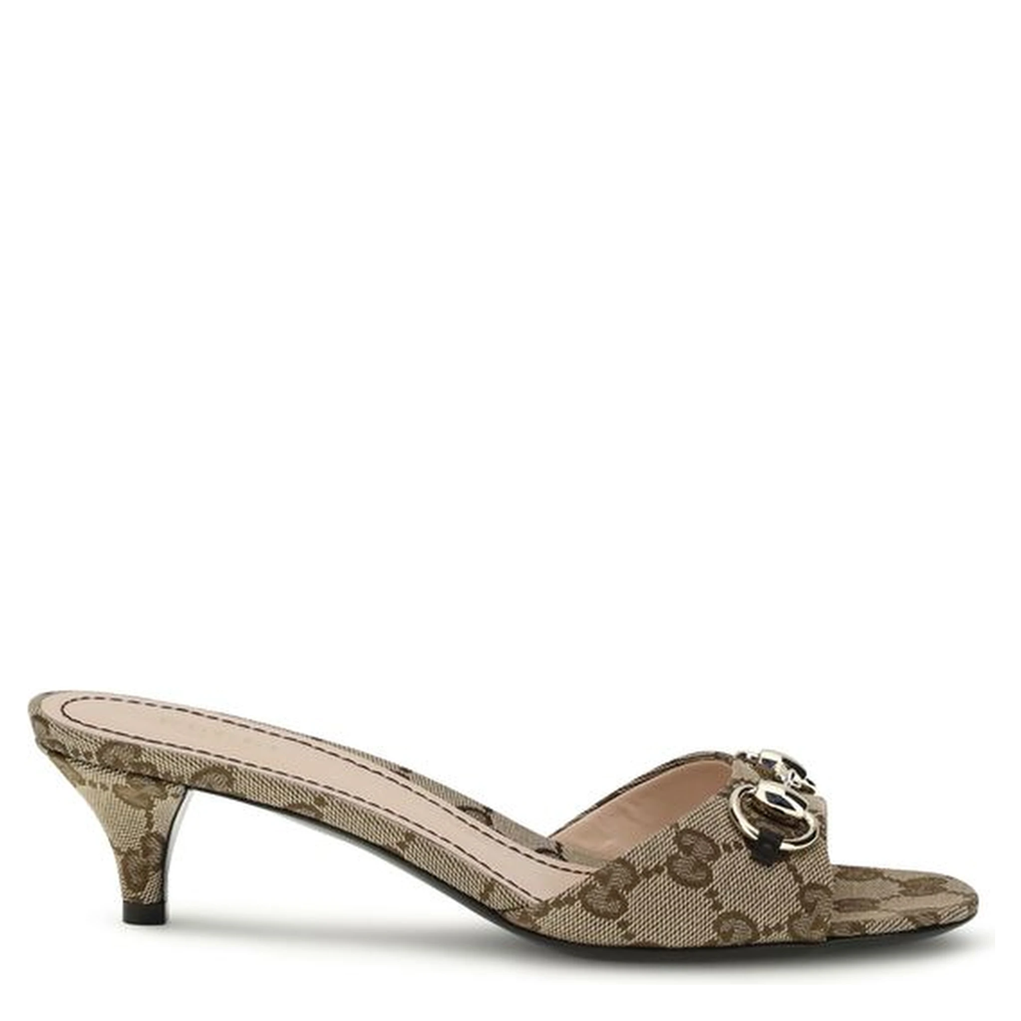 Beige Fabric Stiletto Heel Sandals