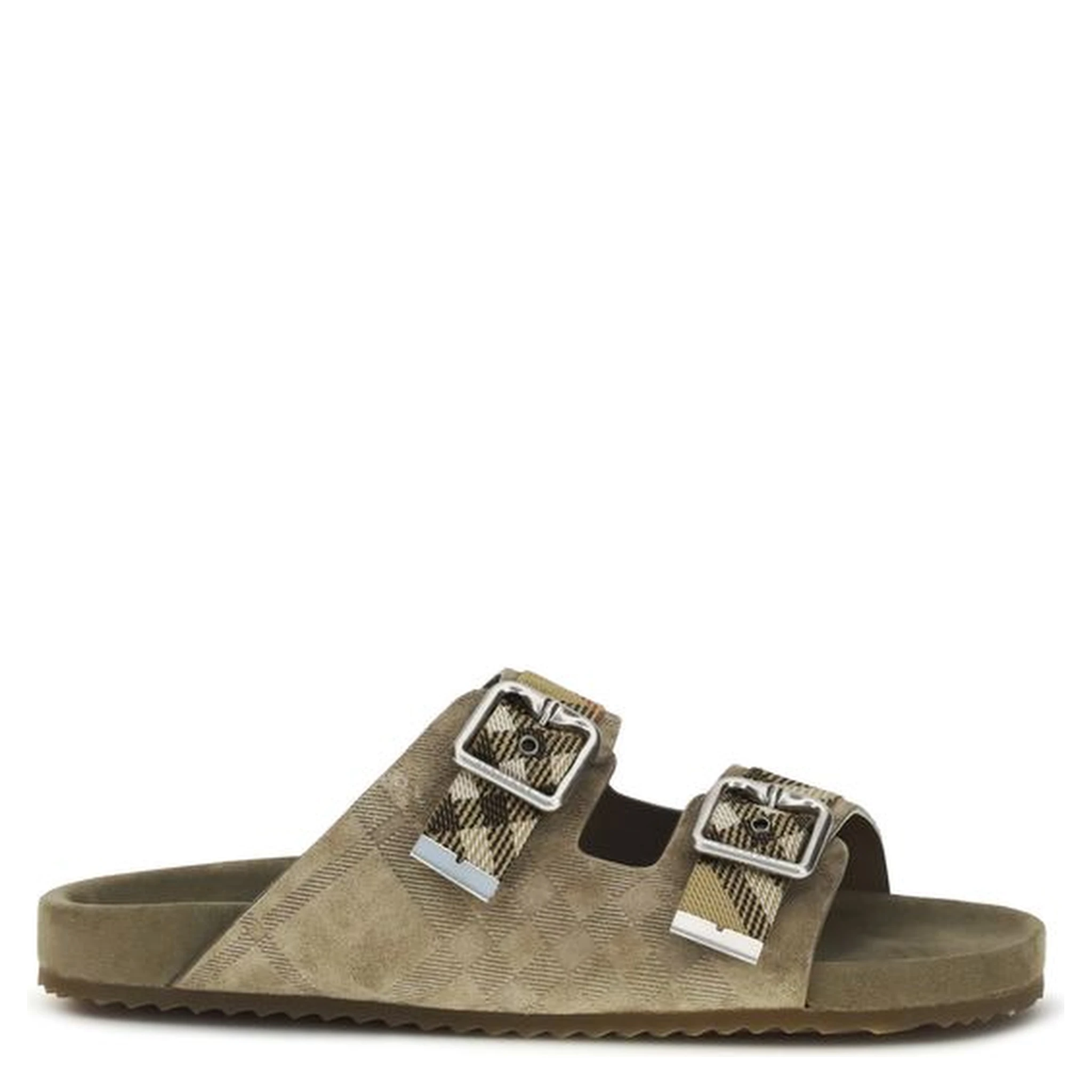 Beige Calf Leather Bos Taurus Flat Sandals