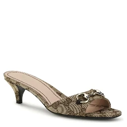 Beige Fabric Stiletto Heel Sandals