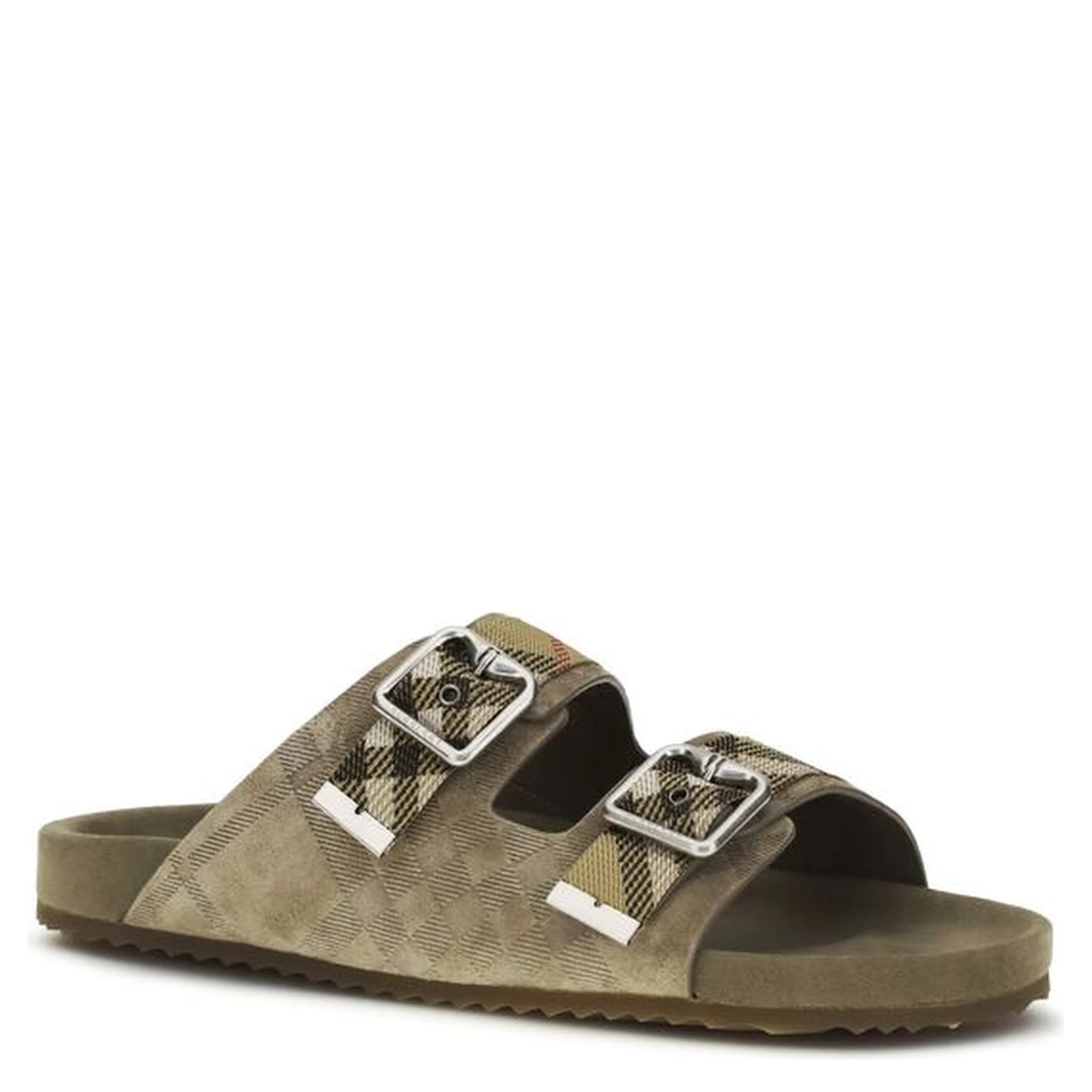Beige Calf Leather Bos Taurus Flat Sandals