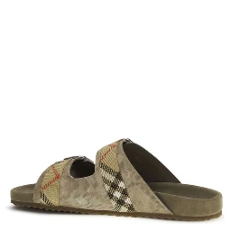 Beige Calf Leather Bos Taurus Flat Sandals