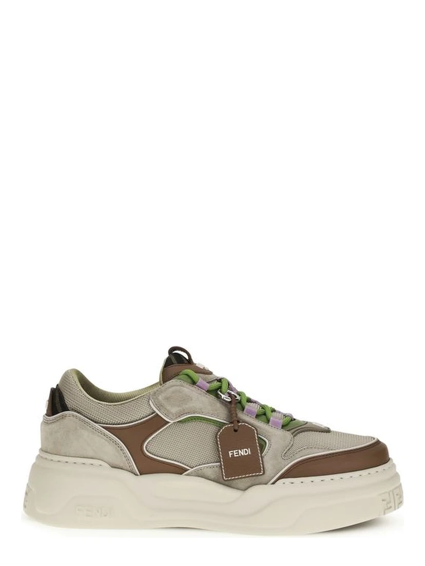 Brown Cotton Chunky Sneakers