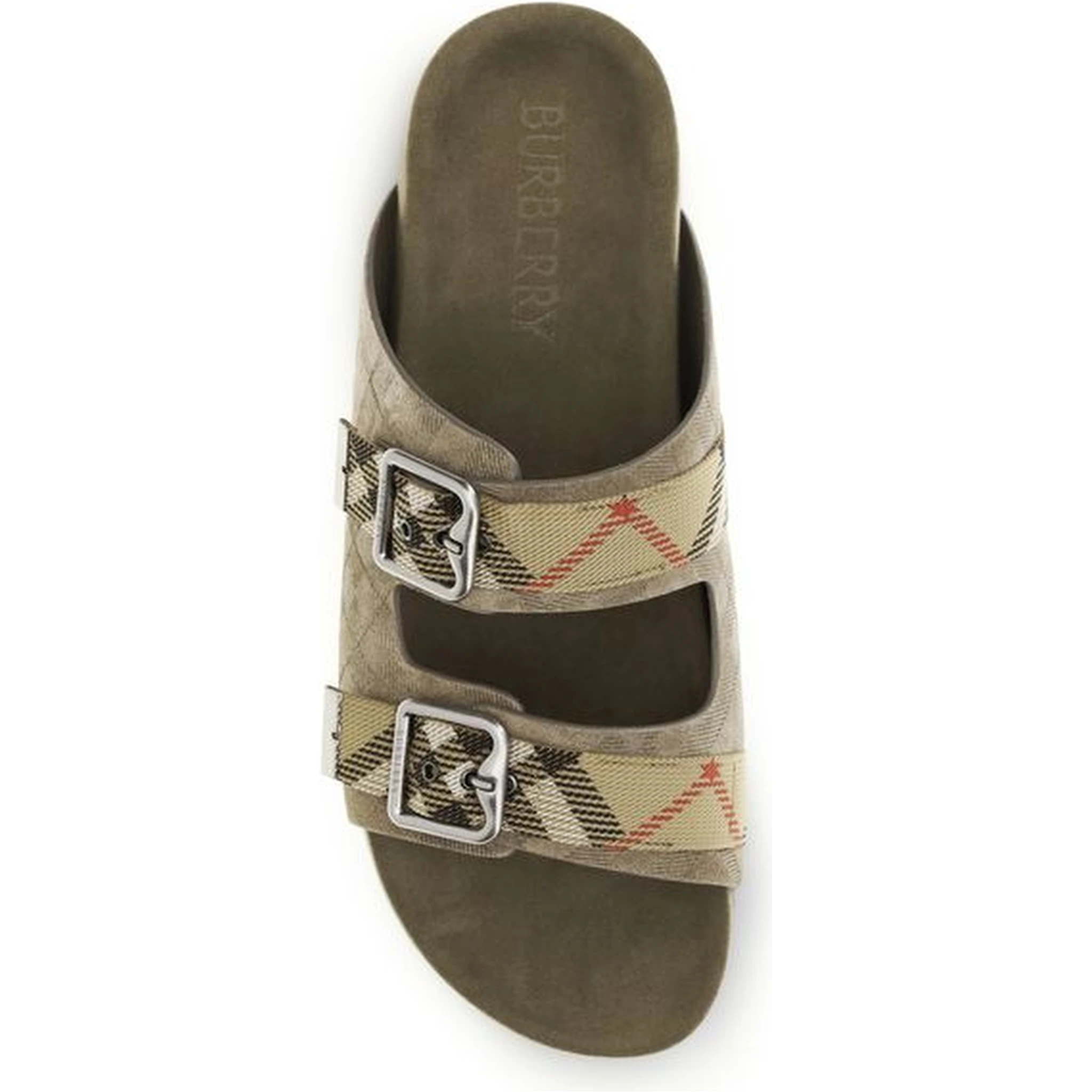 Beige Calf Leather Bos Taurus Flat Sandals