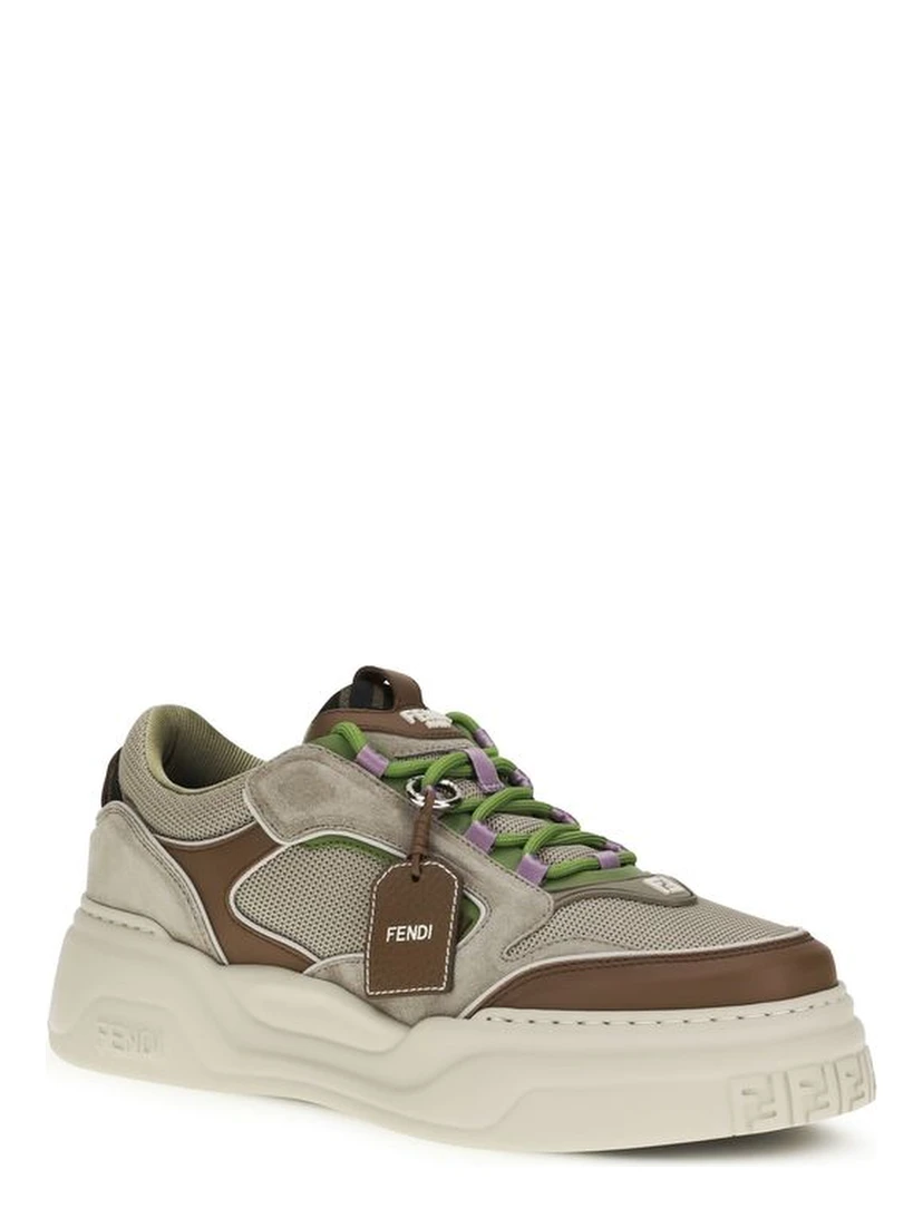 Brown Cotton Chunky Sneakers