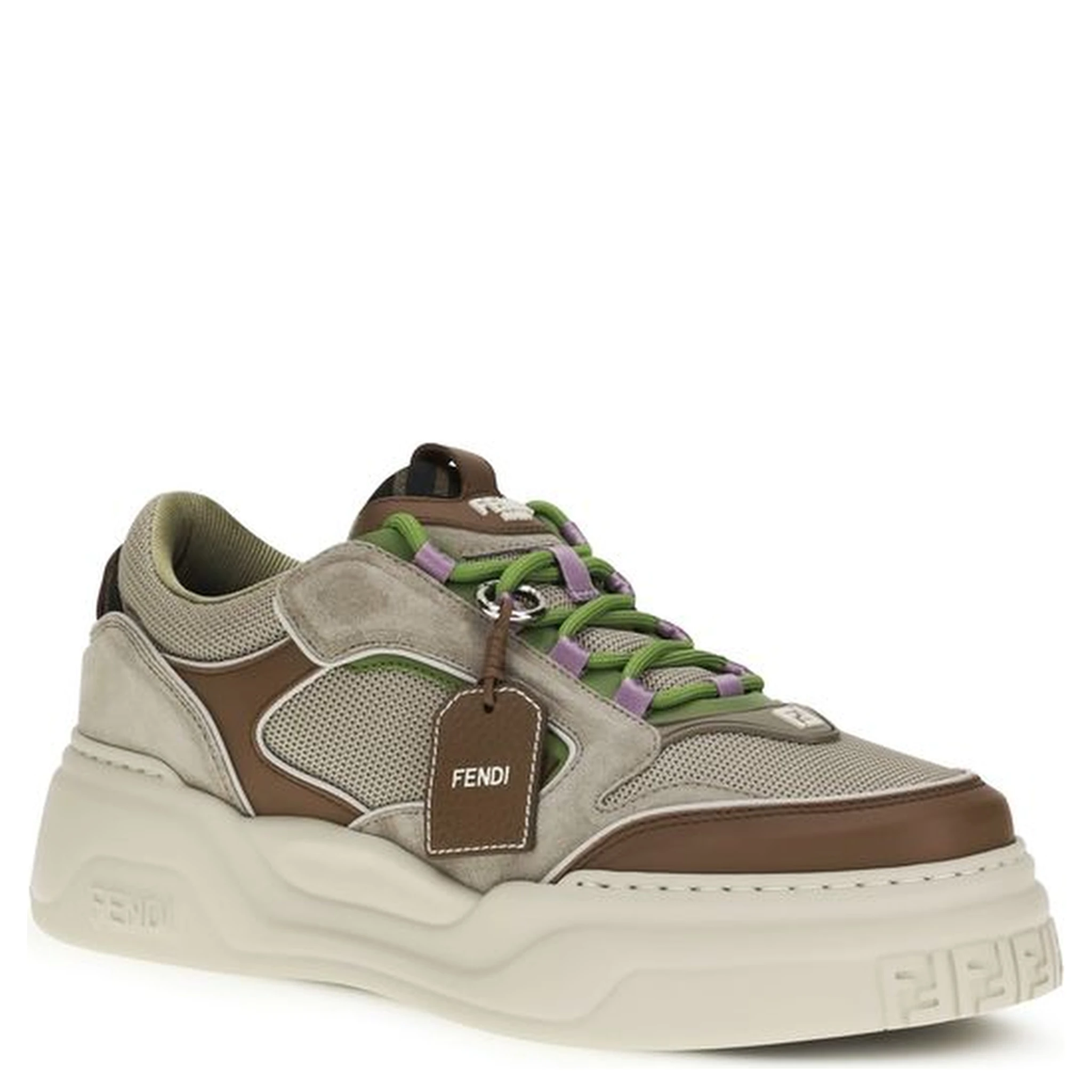 Brown Cotton Chunky Sneakers