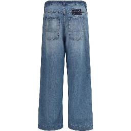 بنطلون جينز أزرق قطني بقصة مريحة