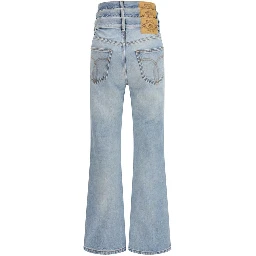 Blue Cotton Flared Jeans