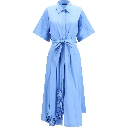 Blue Cotton Casual Dress