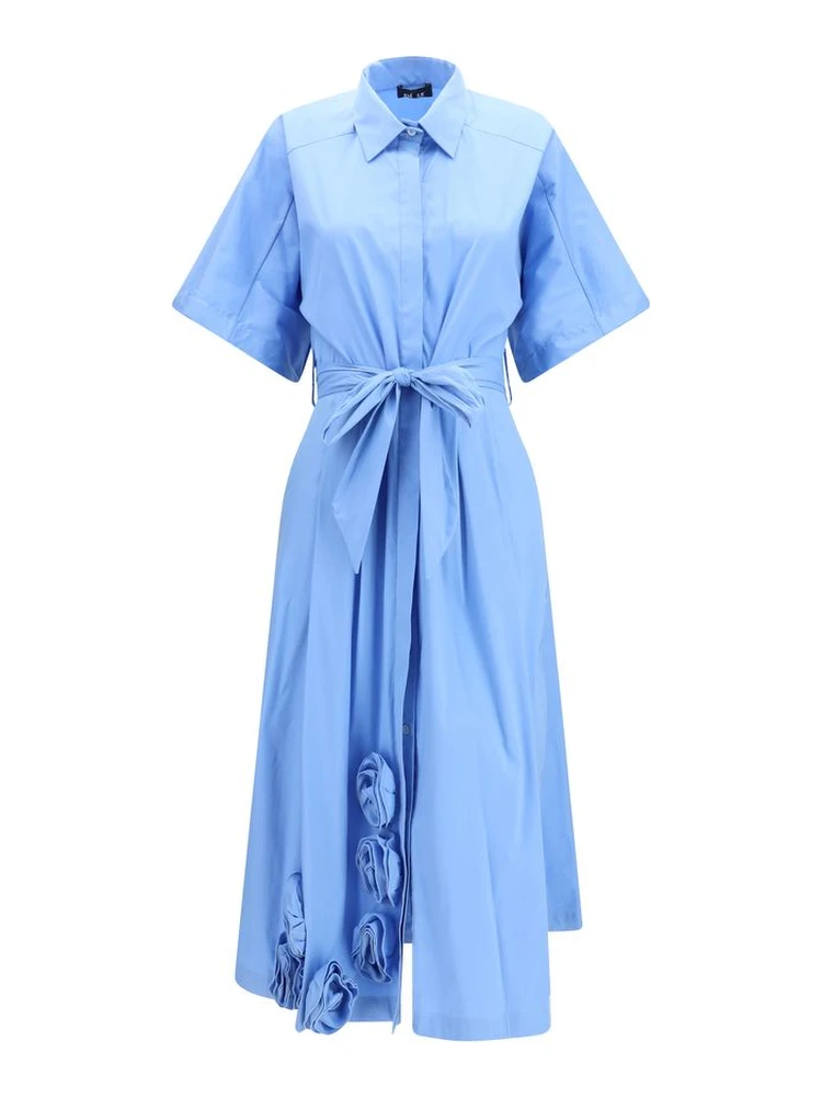 Blue Cotton Casual Dress