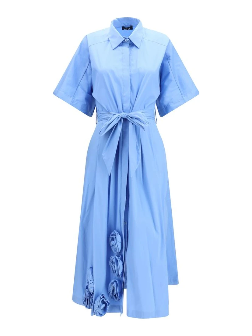 Blue Cotton Casual Dress