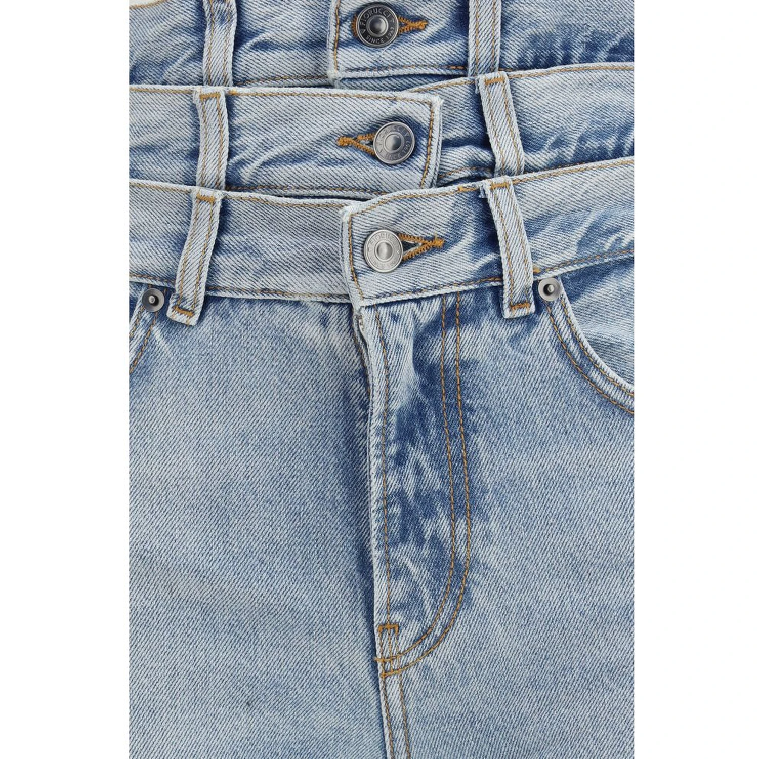 Blue Cotton Flared Jeans