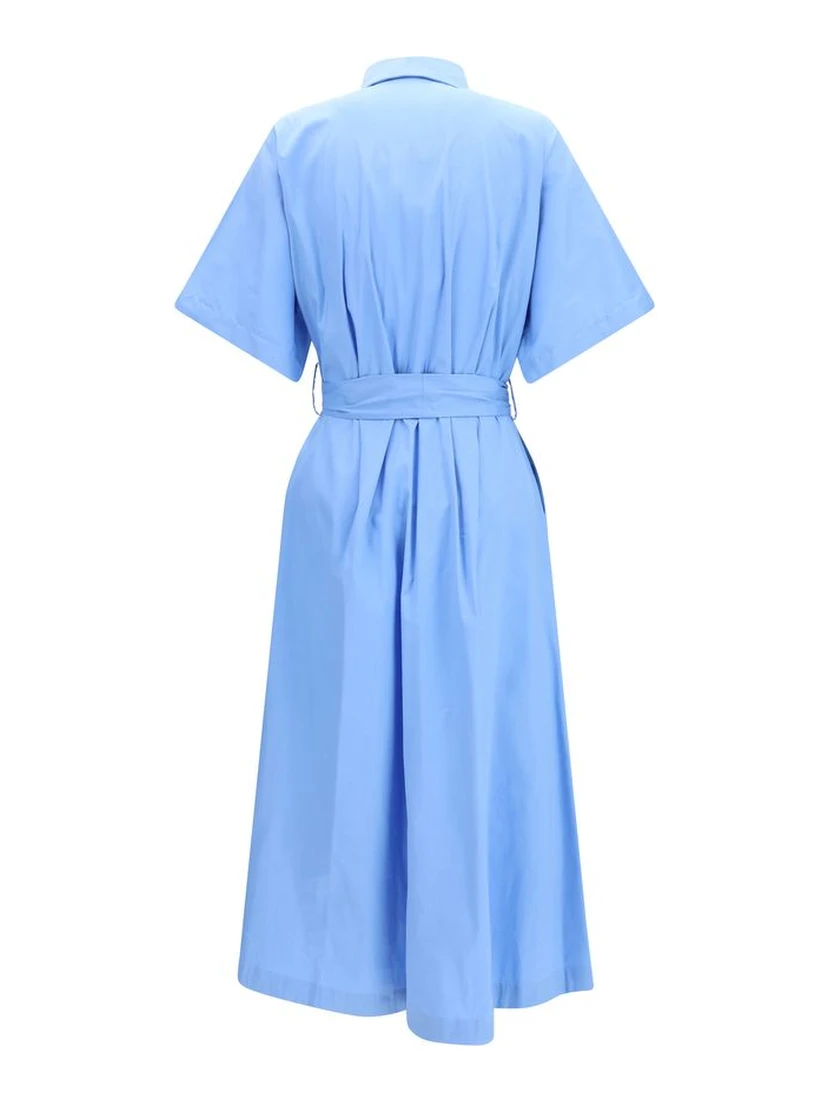 Blue Cotton Casual Dress