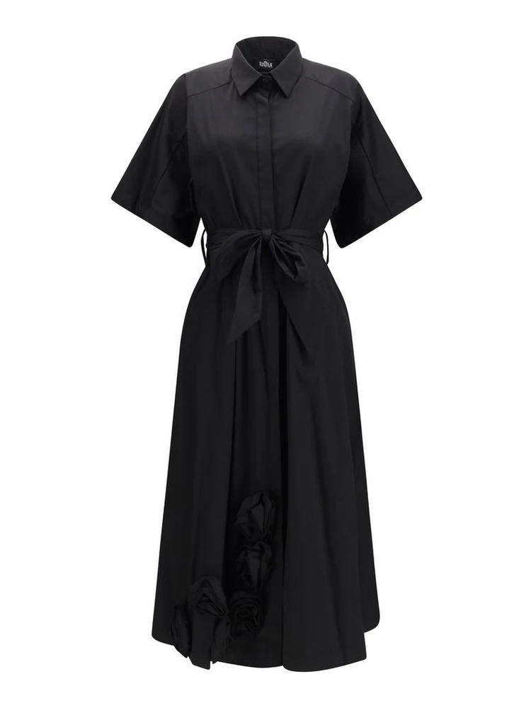 Black Cotton Casual Dress