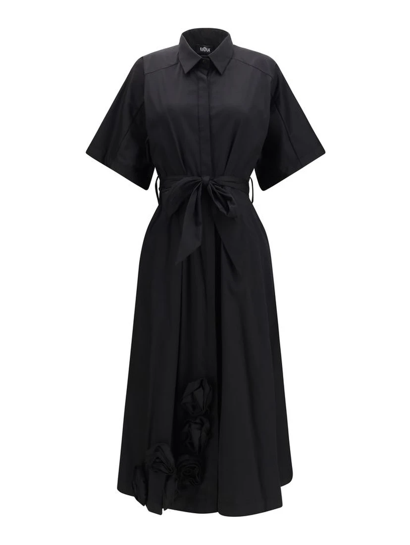 Black Cotton Casual Dress