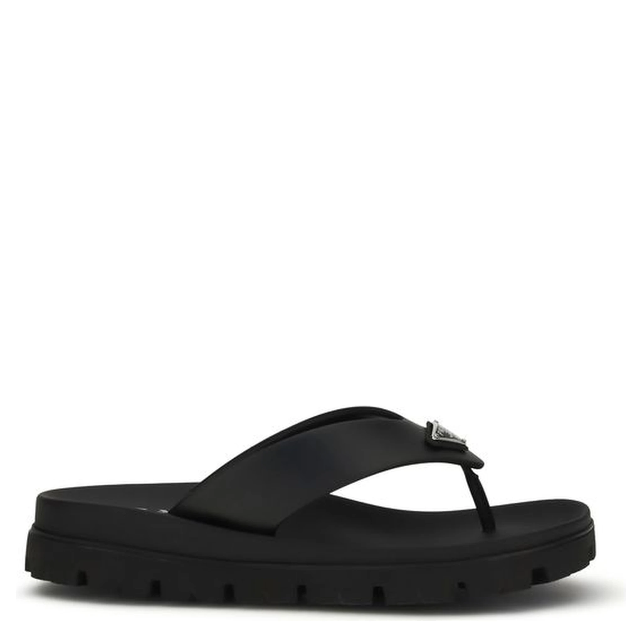 Black Calf Leather Bos Taurus Flip-Flop Sandals