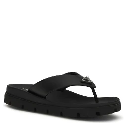 Black Calf Leather Bos Taurus Flip-Flop Sandals