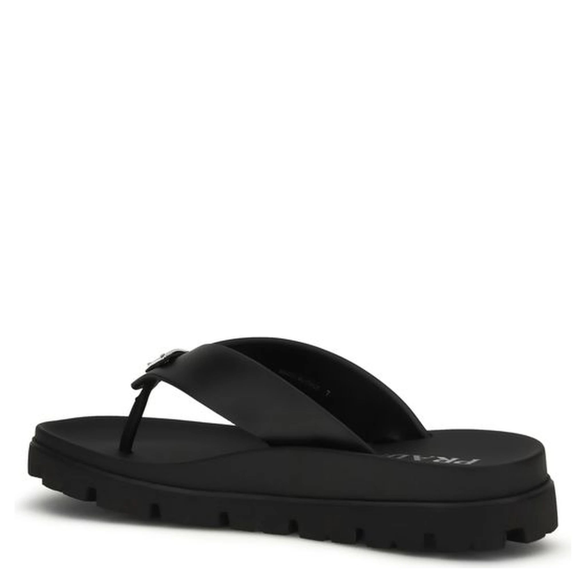 Black Calf Leather Bos Taurus Flip-Flop Sandals