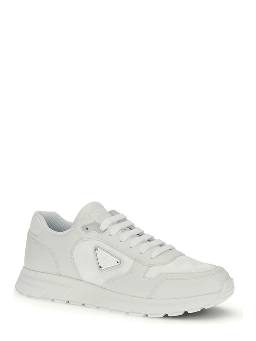 White Recycled Polyamide Athletic Sneakers