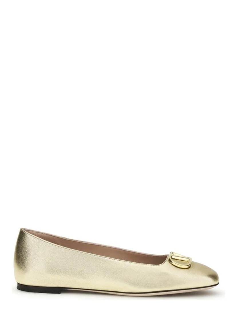 Gold Calf Leather Bos Taurus Ballet Flats