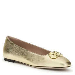 Gold Calf Leather Bos Taurus Ballet Flats