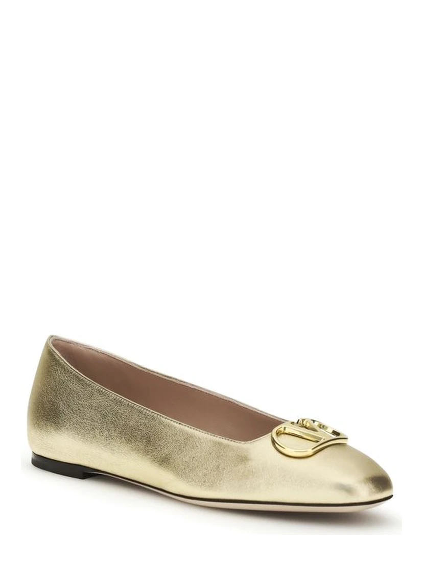 Gold Calf Leather Bos Taurus Ballet Flats