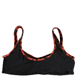 Black Top Orange Leopard Print Bottom 2 Piece Swimwear