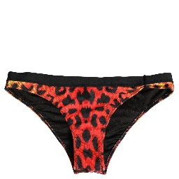 Black Top Orange Leopard Print Bottom 2 Piece Swimwear